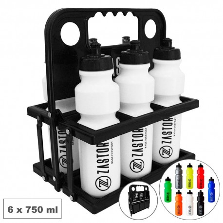 Pack 6 Botellas 750 ml + Cesta Portabotellas Plegable Negro Zastor
