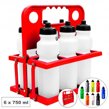 Pack 6 Botellas 750 ml + Cesta Portabotellas Plegable Rojo