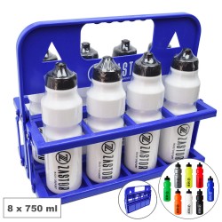 Pack 8 Botellas 750 ml + Cesta Portabotellas Plegable Azul